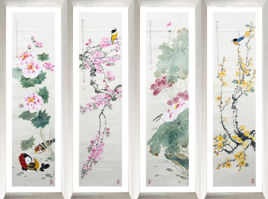 花鸟精品四条屏